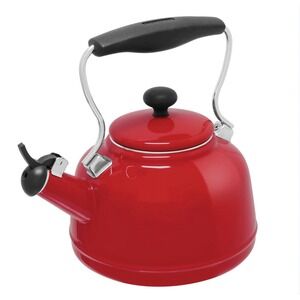 Chantal Red Enamel-on-Steel Vintage Whistling Teakettle Collection 1.7 Qt EUC!